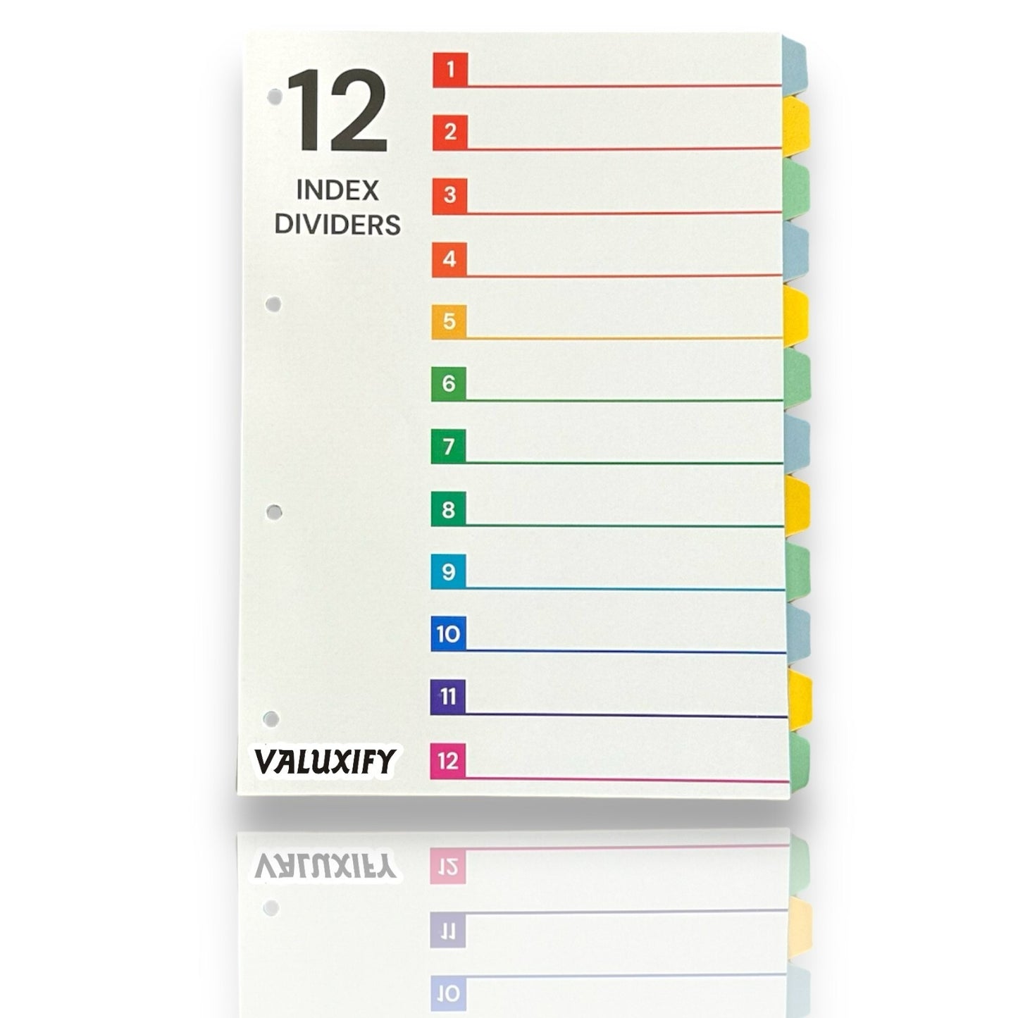 A4 Index Dividers Tabbed Sections Punched Dividers Office School Home 12 sheets