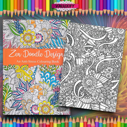 2x Adult Colouring Books Zen & Mindfulness Anti Stress Colour Therapy Mind Relax