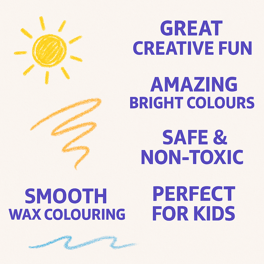 Art Box Wax Crayons - Pack Children Kids Party Colouring Soft Bright Colours