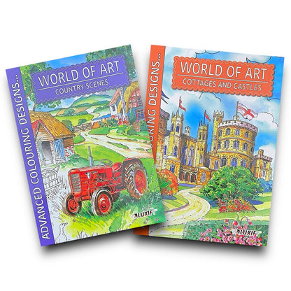 World of Art Country Scenes Cottages Castles Colouring Books