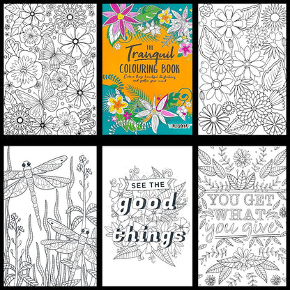 Tranquil Advance Adult COLOURING BOOK Colour Therapy Soothe Mind With Pencils
