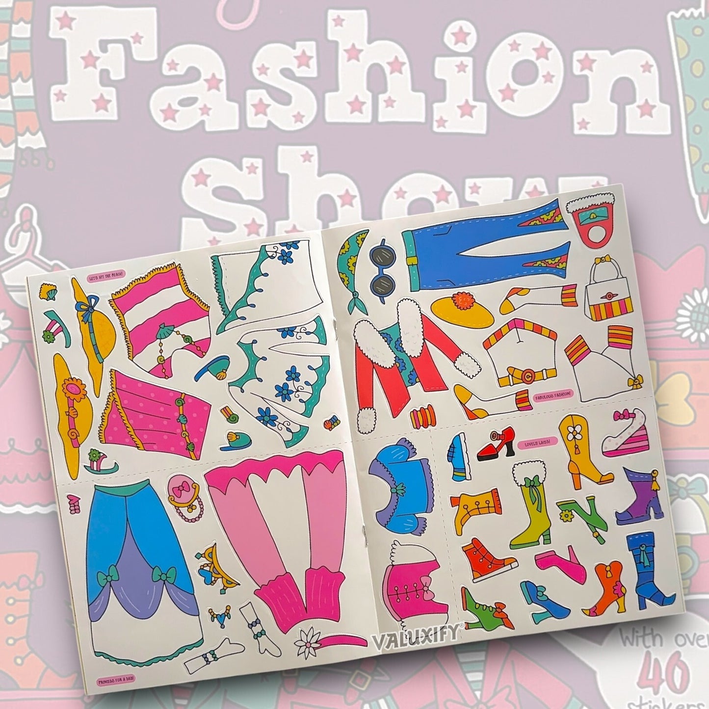 2x Fashion Sticker Books A4 Girls Fun Kids Books Show Activity Stickers Dress Up