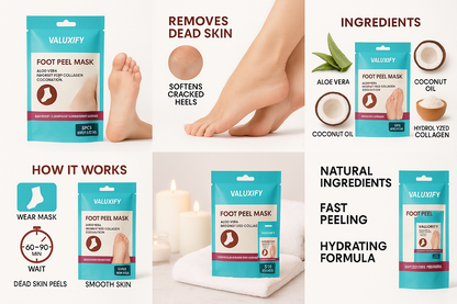 Exfoliating Foot Peel Socks Coconut Foot Mask Soft Feet Removes Dead Skin