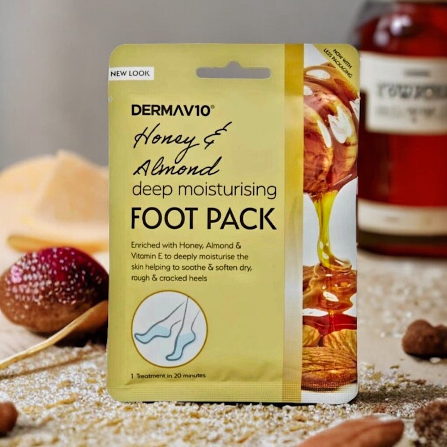 Honey & Almond Derma Foot Mask Socks Moisturising for Dry Rough Crocked Heels
