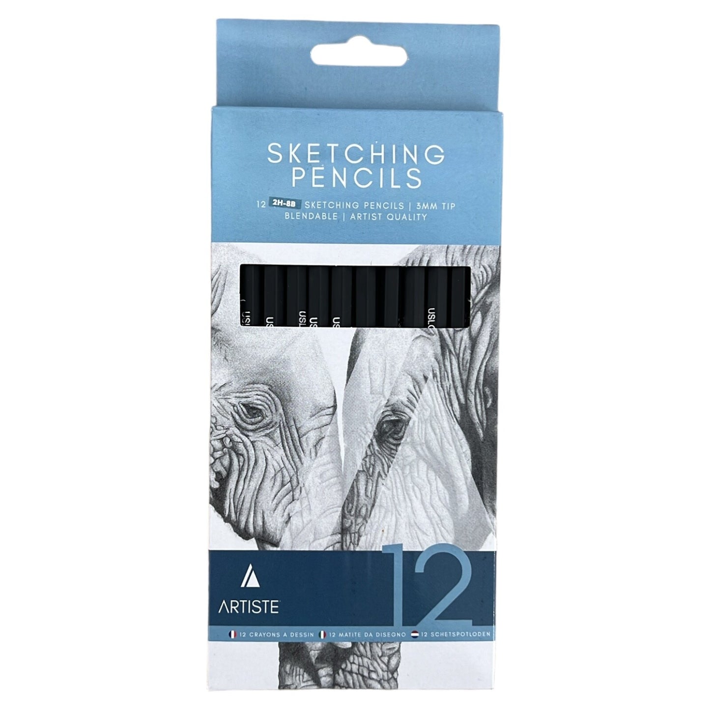 12 Sketching Pencils Art Artistist Quality  Blendable 3MM Tip 2H-8B