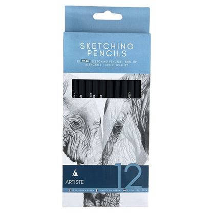 12 Sketching Pencils Art Artistist Quality  Blendable 3MM Tip 2H-8B