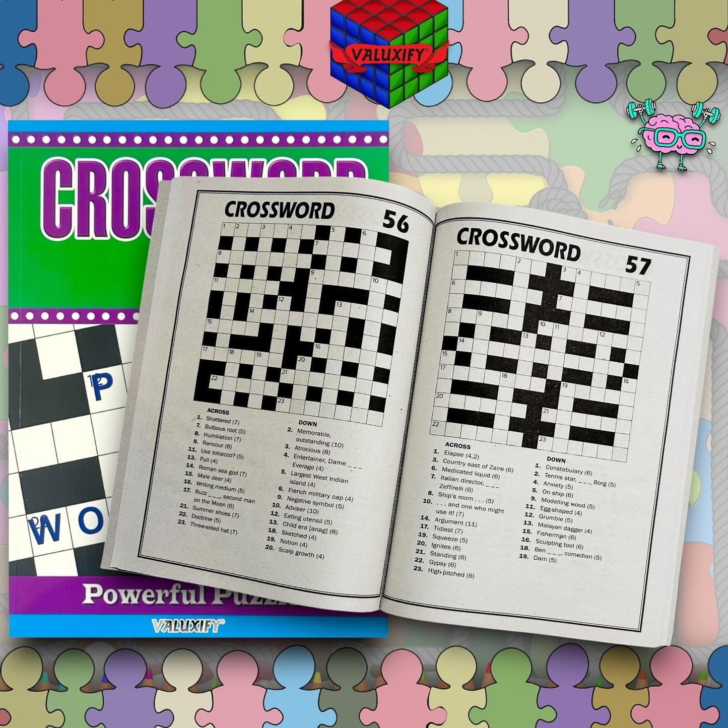 2 | Crossword Puzzles A4 Large Print Puzzle Book Trivia Fun Adult Children Brain