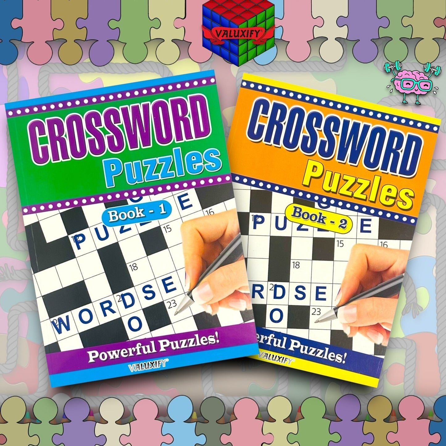 2 | Crossword Puzzles A4 Large Print Puzzle Book Trivia Fun Adult Children Brain