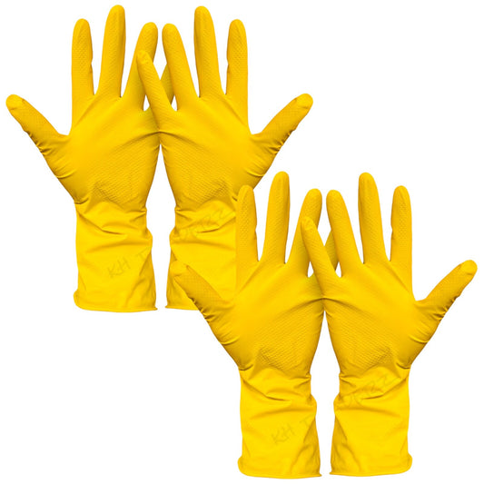 Rubber Gloves Medium Household Long Sleeve Washing Up Kitchen Cleaning 2 Pairs