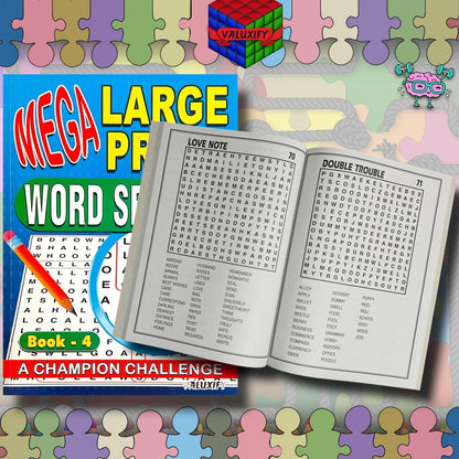 A4 Mega Puzzle Large Print Word Search Puzzle Book Books 120 BRAIN PUZZLES