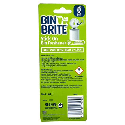 3pk BIN AIR FRESHNERS Lemongrass Kitchen Dustbin Swing Pedal Odour Remover