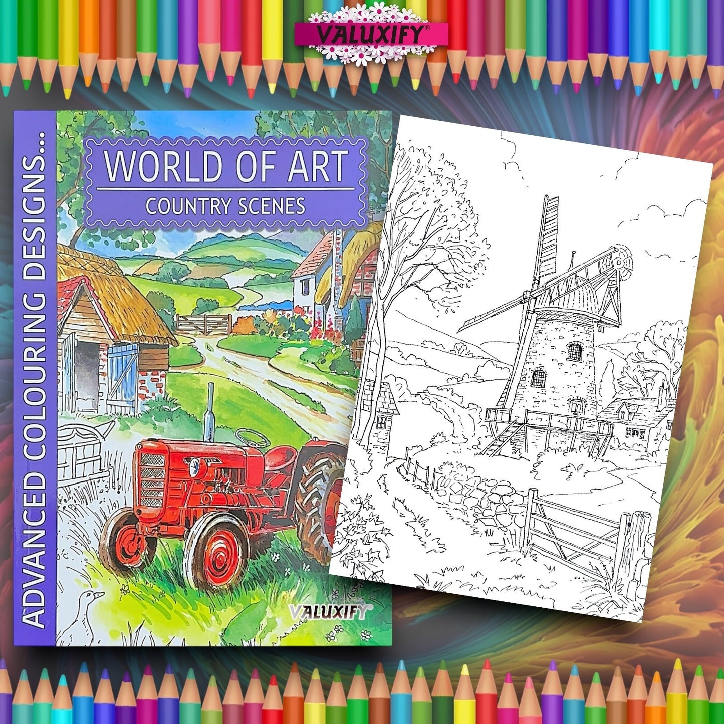 World of Art Country Scenes Cottages Castles Colouring Books