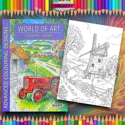 World of Art Country Scenes Cottages Castles Colouring Books