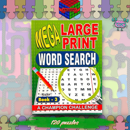 A4 Mega Puzzle Large Print Word Search Puzzle Book Books 120 BRAIN PUZZLES