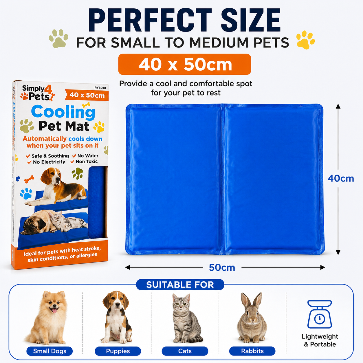 2x Pets Self Cooling Mat Bed Pet Dog Cat Heat Relief Non-Toxic Summer Bed Small