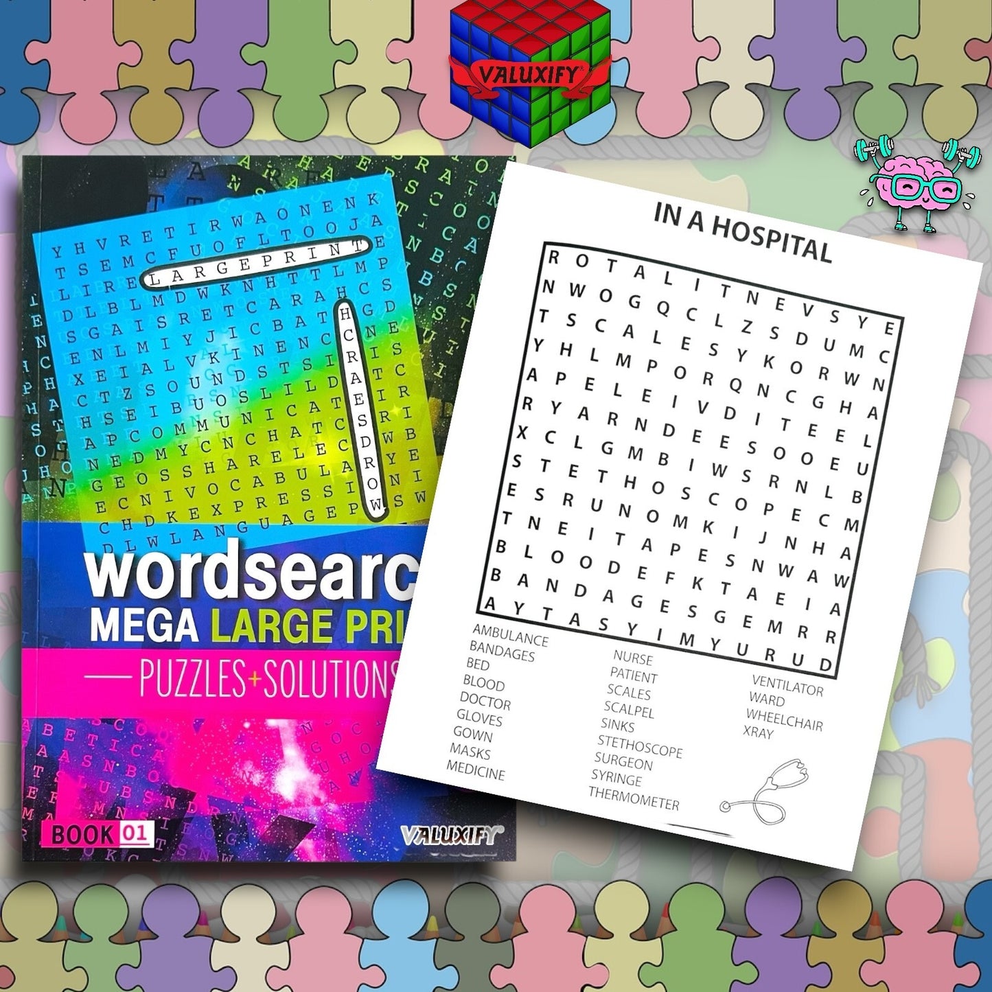 2 A4 Quiz Puzzle Mega Large Print Word Search Books Wordsearch Puzzle Book Adult