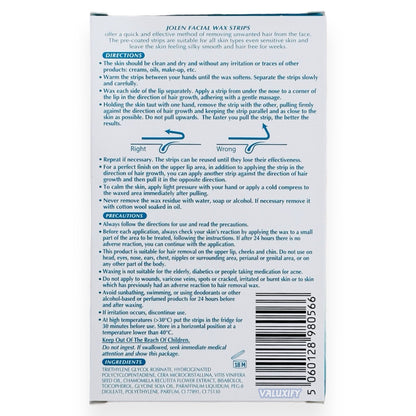 Jolen Face Facial Wax Strips Sensitive Skin Waxing Strips Face Wax Hair Removal