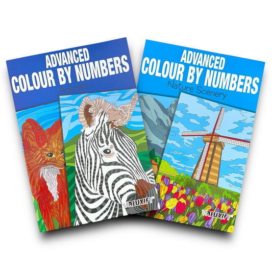 2x Advanced Colour By Numbers Books Adults Teen Animals Nature  Stress Relief