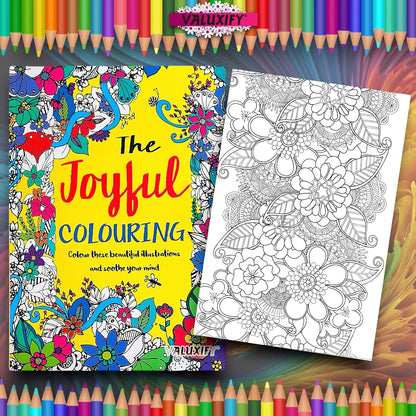 COLOURING BOOK JOYFUL COLOUR THERAPY MIND RELAXING ADULT KIDS A4