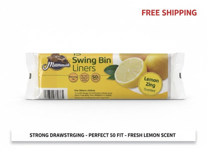 Mammoth Lemon Scented Bin Liners | 45 Bags Drawstring | 580 x 820mm | No Core