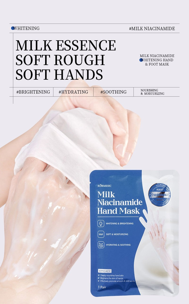 3x Long Milk & Niacinamide Moisturising Hand Mask