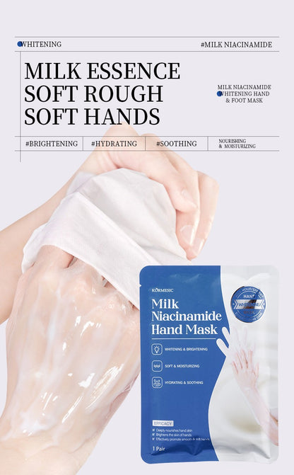 3x Long Milk & Niacinamide Moisturising Hand Mask