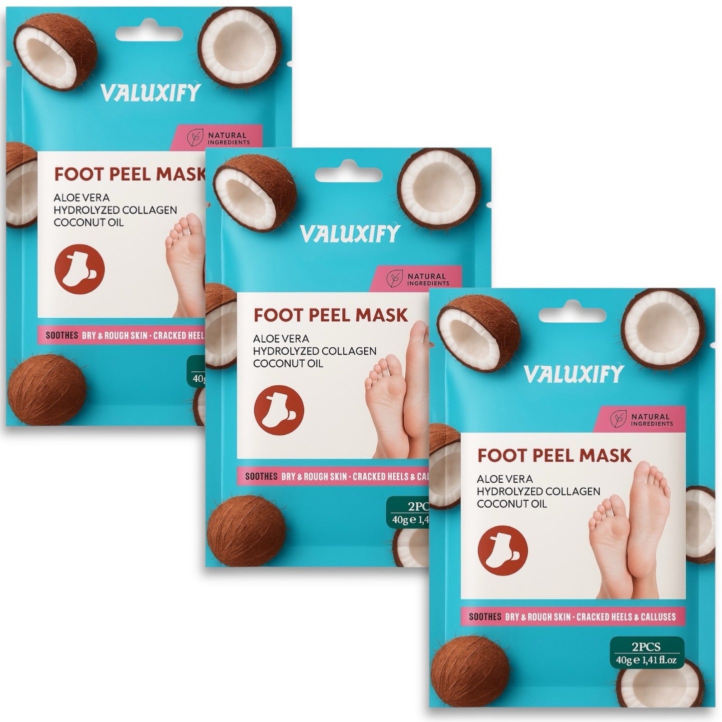 12 Coconut Exfoliating Foot Peel Mask