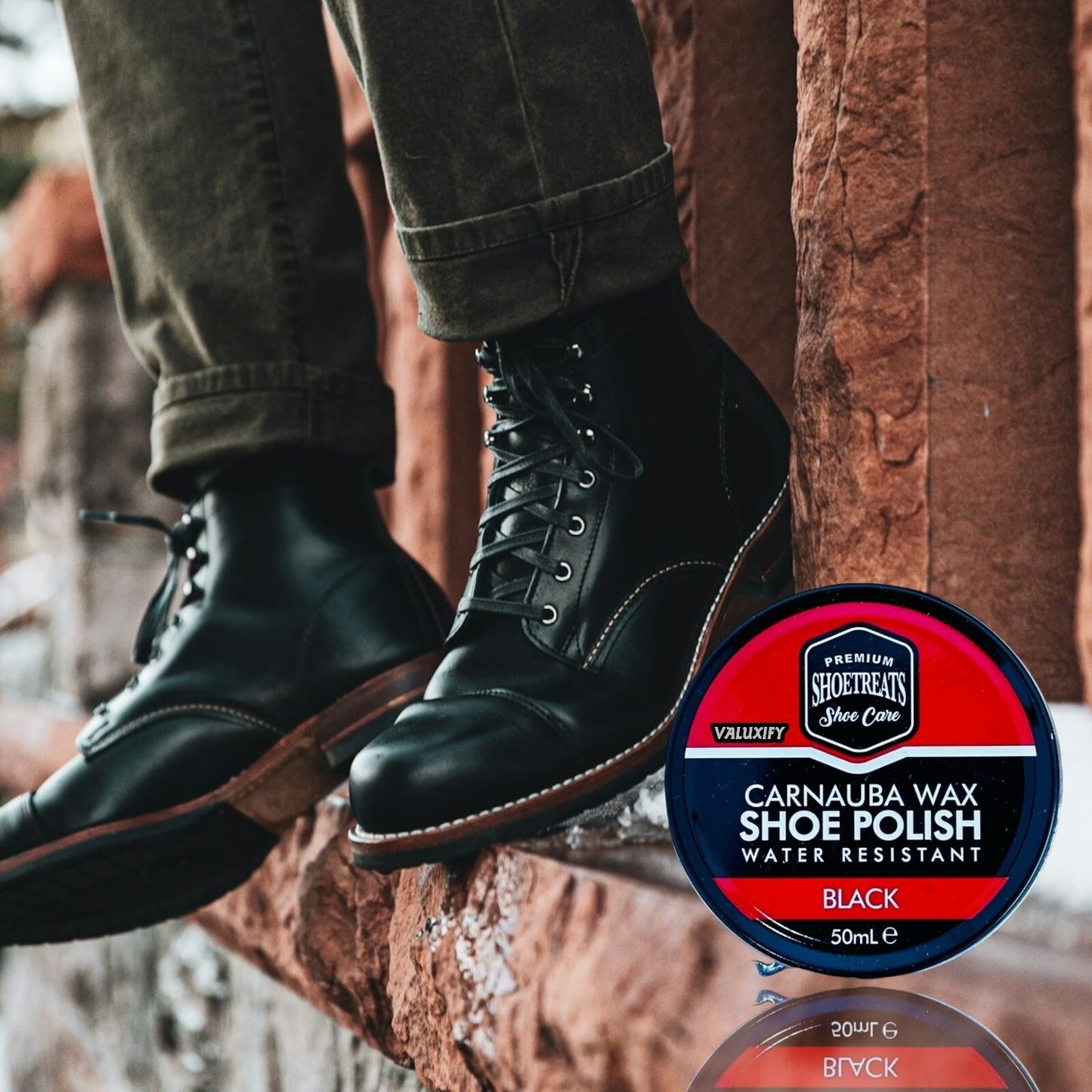 2x Black Shoe boot  Polish Traditional Shoe Polish with Carnauba Wax Polish 50ml