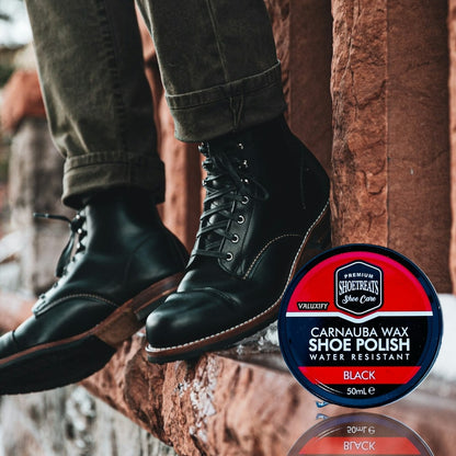 2x Black Shoe boot  Polish Traditional Shoe Polish with Carnauba Wax Polish 50ml