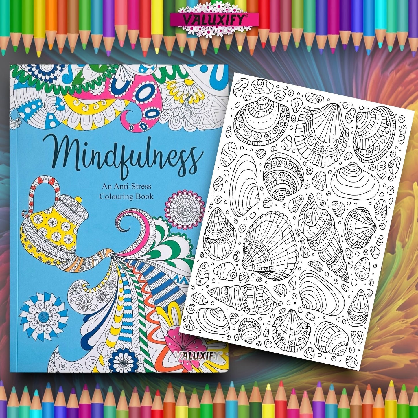 2x Adult Colouring Books Zen & Mindfulness Anti Stress Colour Therapy Mind Relax