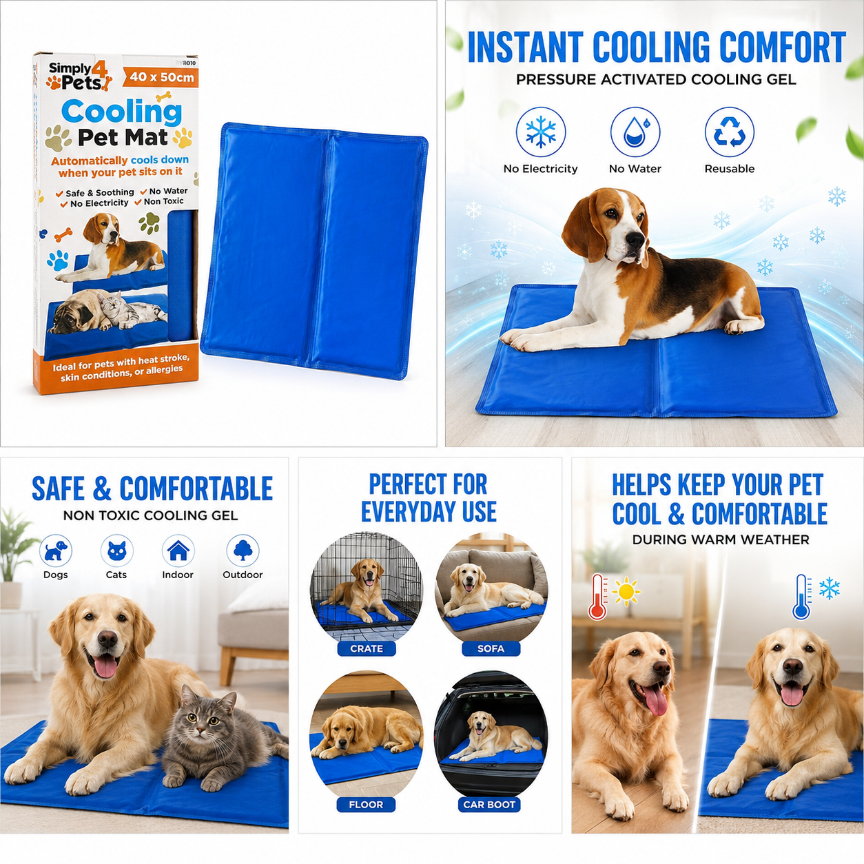 2x Pets Self Cooling Mat Bed Pet Dog Cat Heat Relief Non-Toxic Summer Bed Small