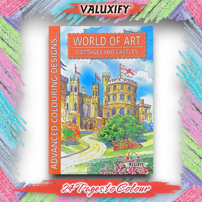 World of Art Country Scenes Cottages Castles Colouring Books