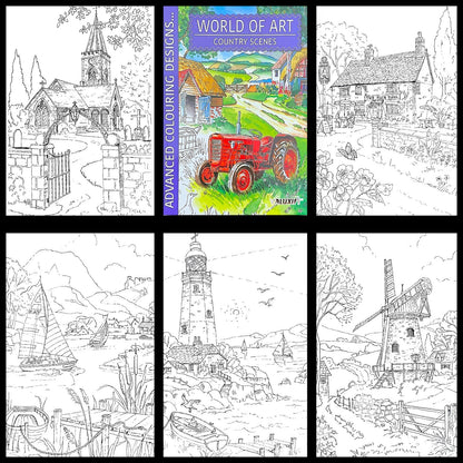 World of Art Country Scenes Cottages Castles Colouring Books
