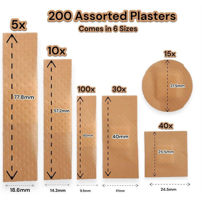 200 Assorted Washproof Plasters Waterproof Breathable Adhesive First Aid Healing