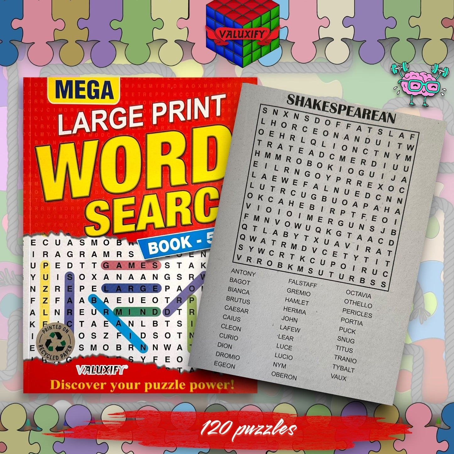 2 Mega Large Print Word Search Book With Solution