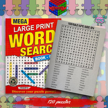 2 Mega Large Print Word Search Book With Solution