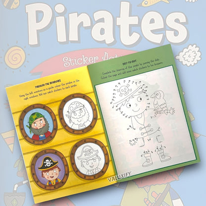 Pirates Boys Kids Children' Sticker Colouring Activity Book A4 Over 50 Stickers