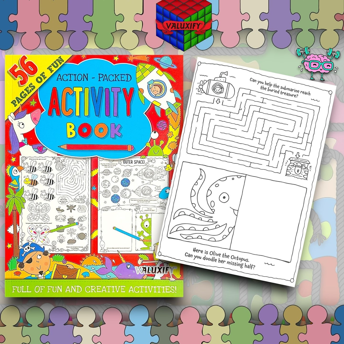 Kids Childrens Activity Book Puzzles Journey Travel Colouring Games