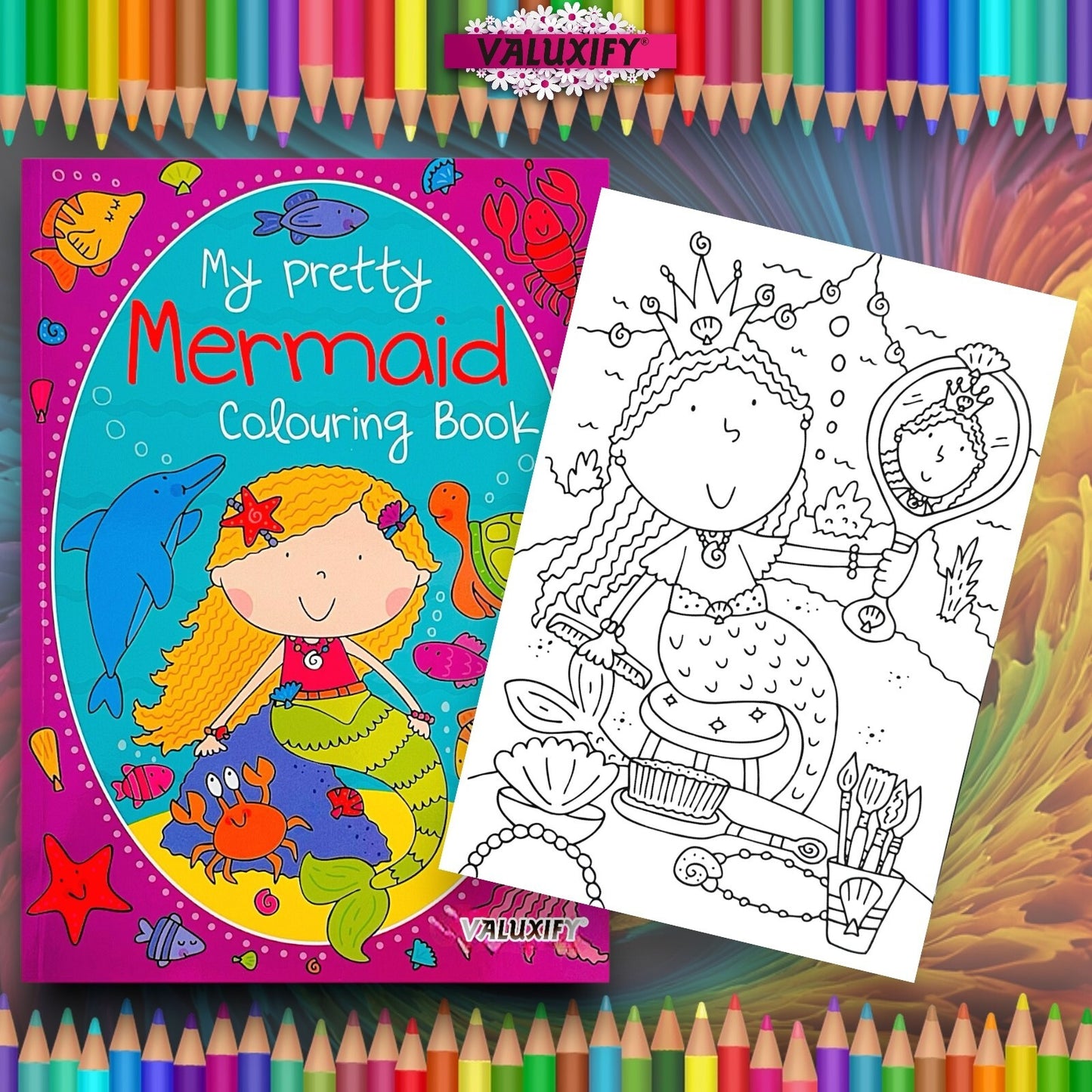 2 | Unicorn Mermaid | Colouring Books | for Girls Kids Children Activity