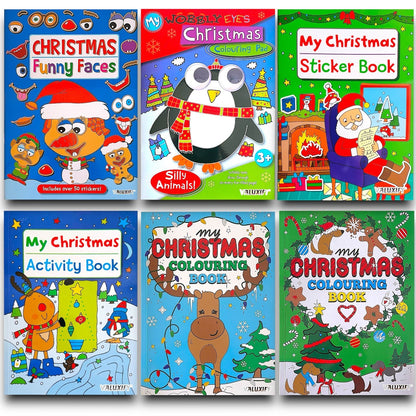 Christmas Colouring Book Kids Children Books Activity Sticker Woobly Eyes