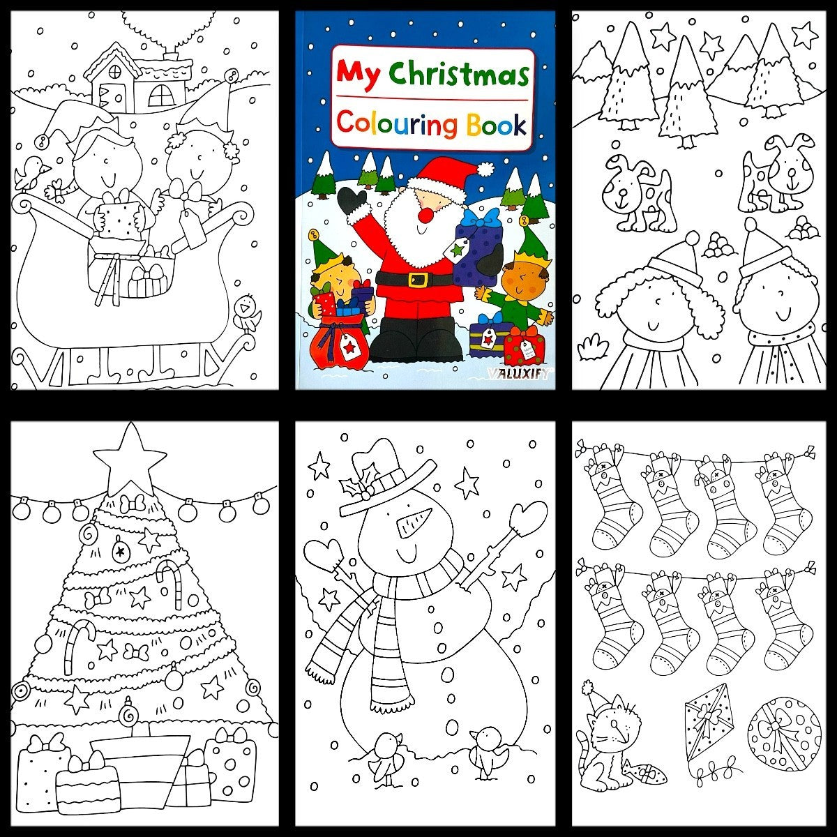 Christmas Colouring Book Kids Children Books Activity Sticker Woobly Eyes