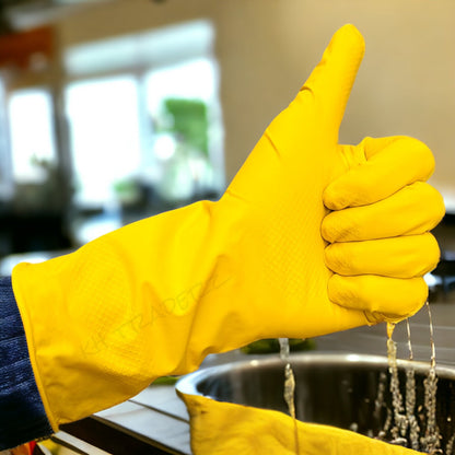 Rubber Gloves Medium Household Long Sleeve Washing Up Kitchen Cleaning 2 Pairs