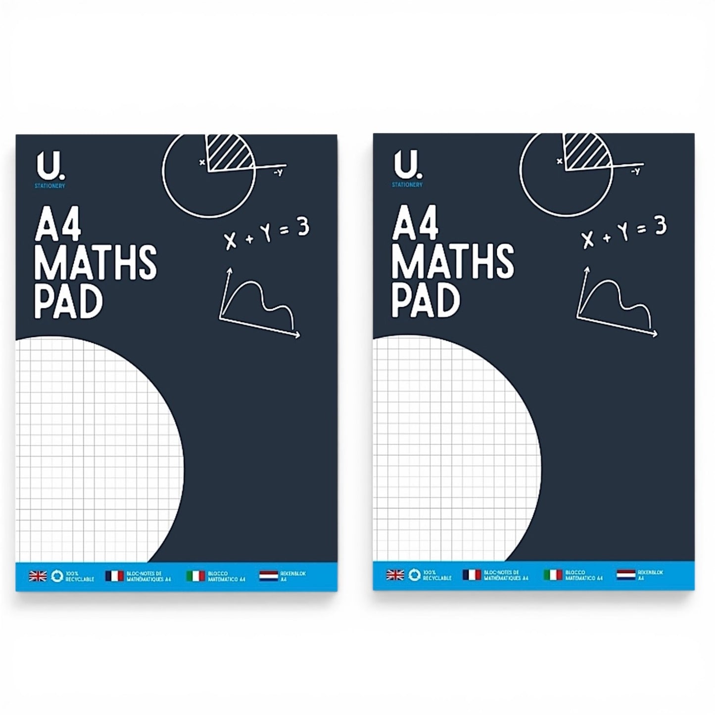 A4 Maths Pad 70 Pages 70gsm Graph Paper School College Notebook 1 2 3 6 Pack
