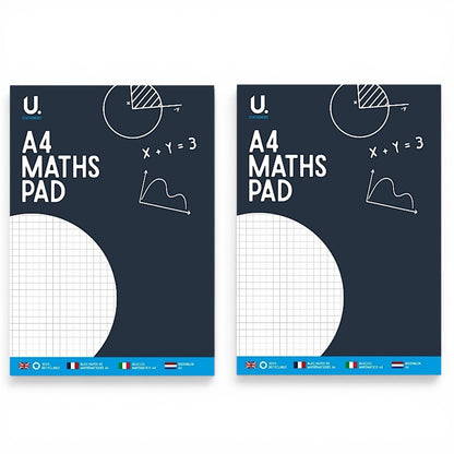 A4 Maths Pad 70 Pages 70gsm Graph Paper School College Notebook 1 2 3 6 Pack