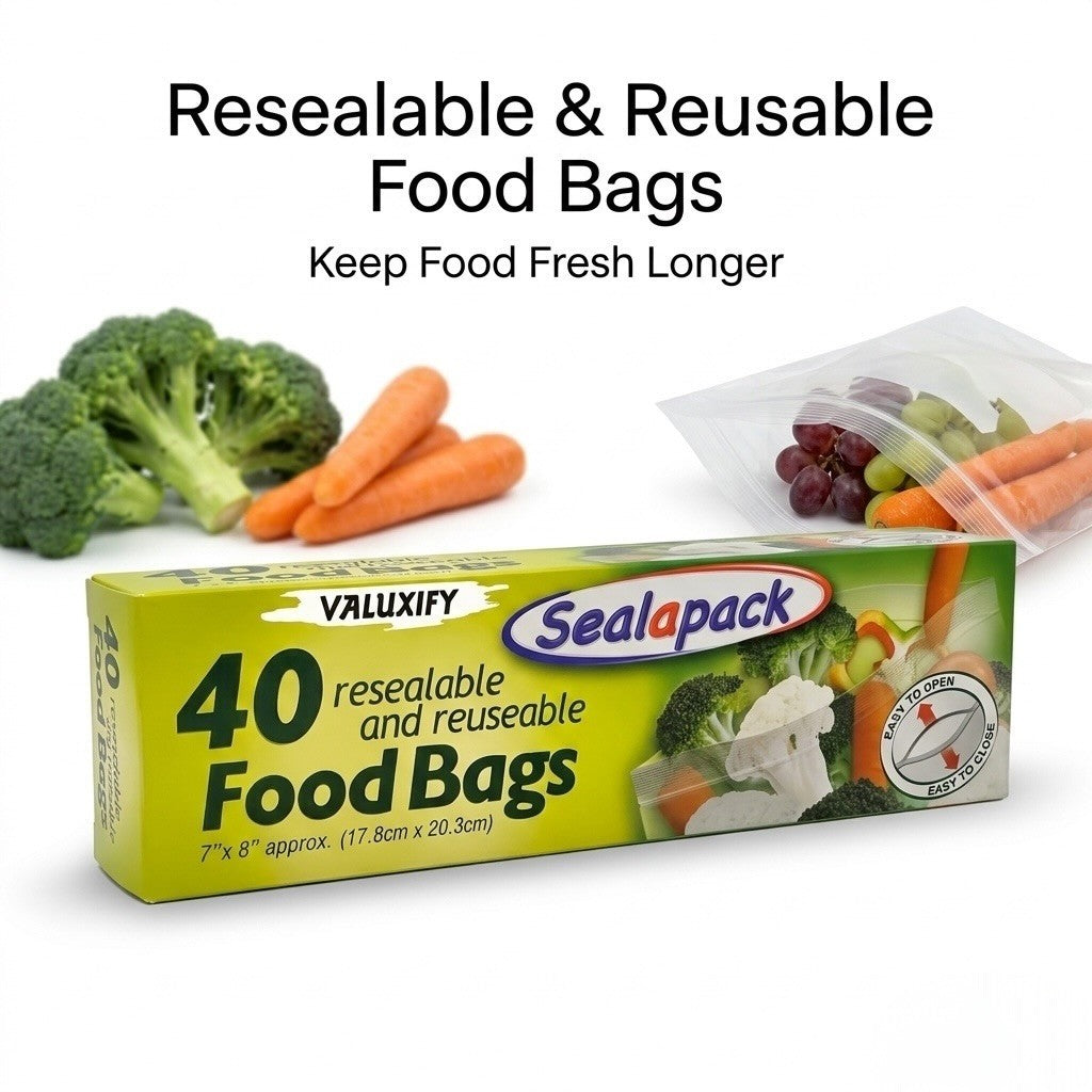 Resealable Food Bags Clear Reusable Storage Bags Freezer Sandwich Bags Strong