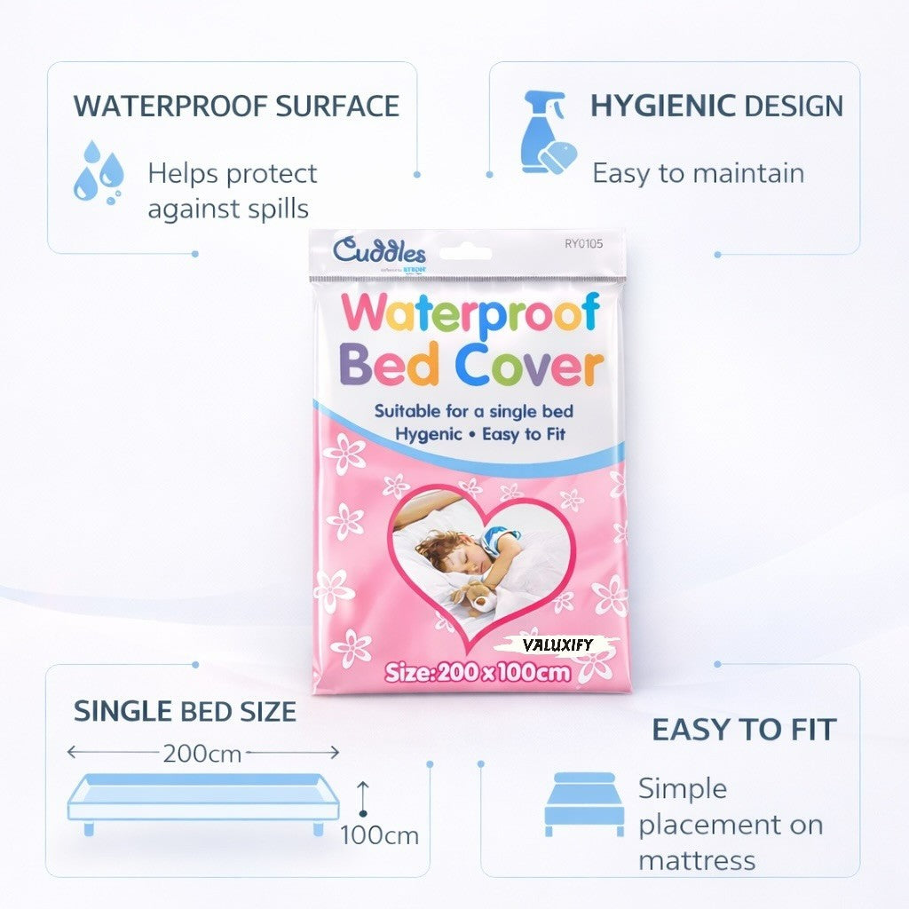 Kids Waterproof Mattress Protector Sheet Single Cot Bed Cover White 2 Pack