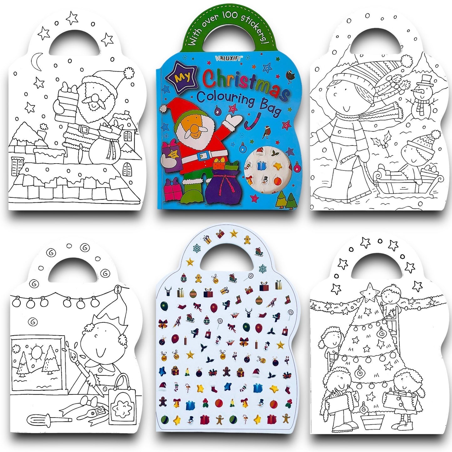 Christmas Colouring Book Kids Children Books Activity Sticker Woobly Eyes