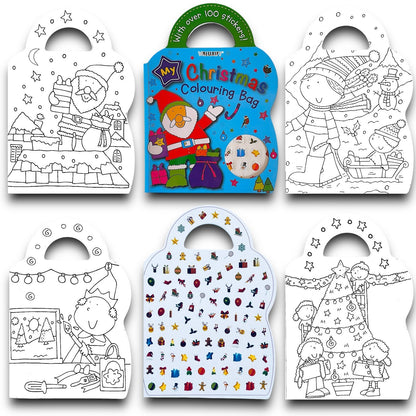 Christmas Colouring Book Kids Children Books Activity Sticker Woobly Eyes