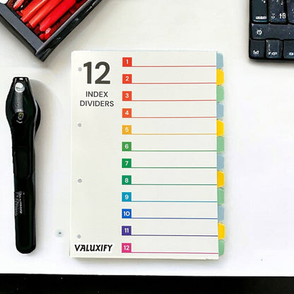 A4 Index Dividers Tabbed Sections Punched Dividers Office School Home 12 sheets