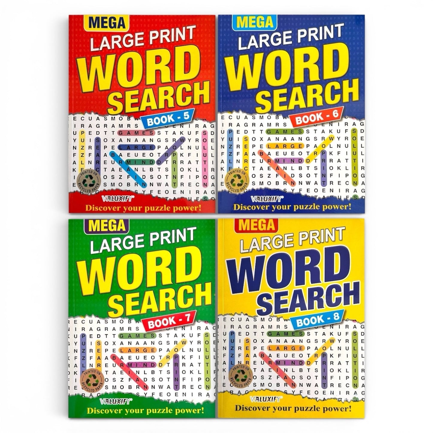 A4 Large Print Word Search Book Pack | 4 Books | 480 Puzzles | Adults Seniors